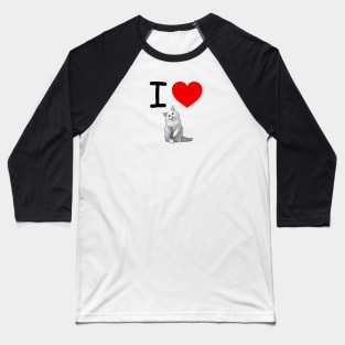 I HEART WHITE FLUFFY PERSIAN KITTEN Baseball T-Shirt